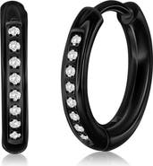 Metallo Men's Cubic Zirconia Huggie Hoop Earrings