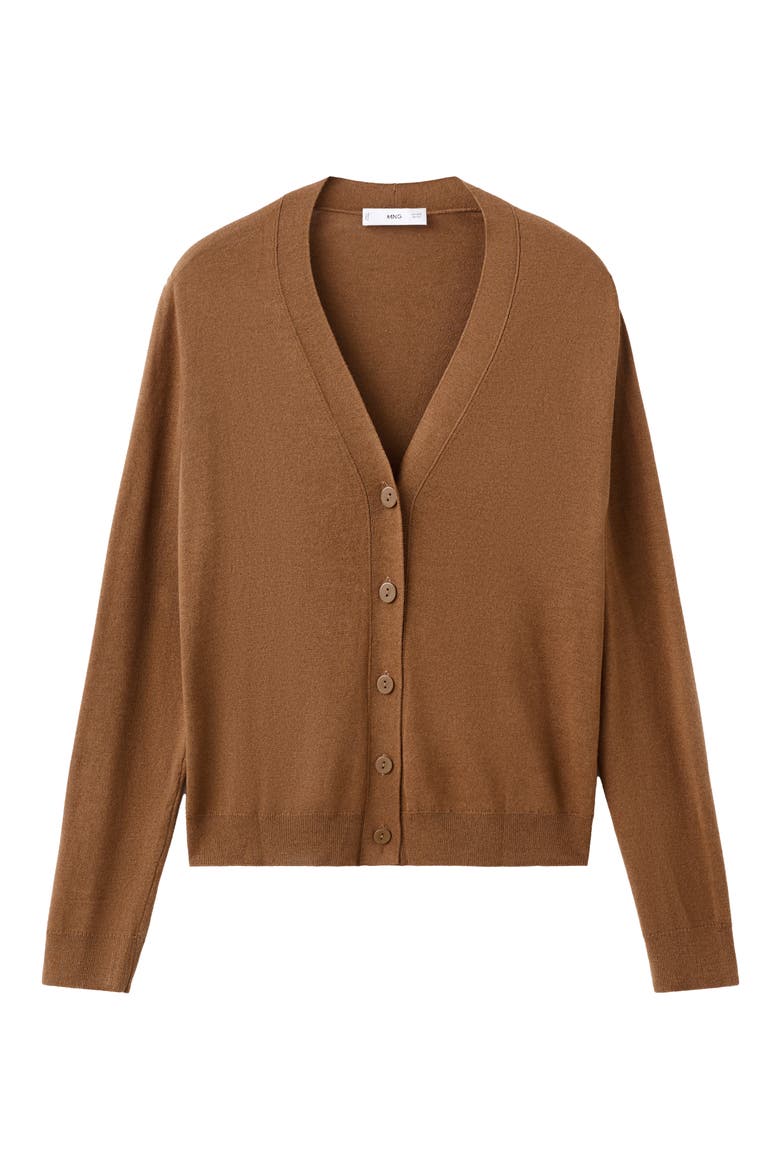 V-Neck Knit Cardigan, Alternate, color, TOBACCO BROWN