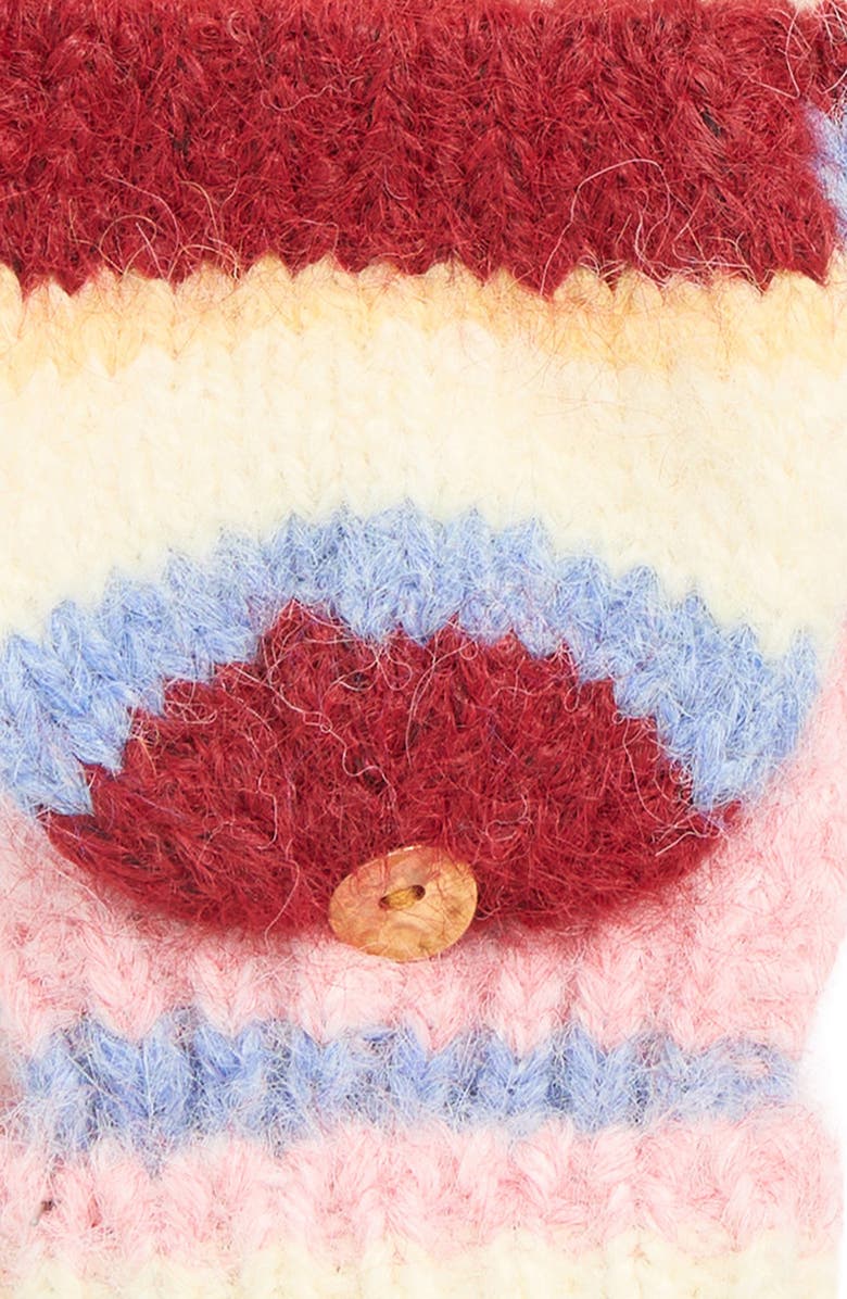 Free People Super Stripe Pop Top Mittens, Alternate, color, Ivory Combo