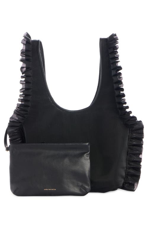 Shop Dries Van Noten Ruffle Detail Tote In Black