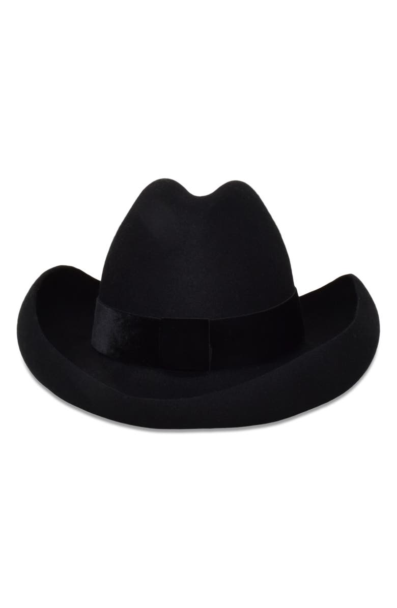Gigi Burris Millinery Belle Felt Western Hat, Alternate, color, Black