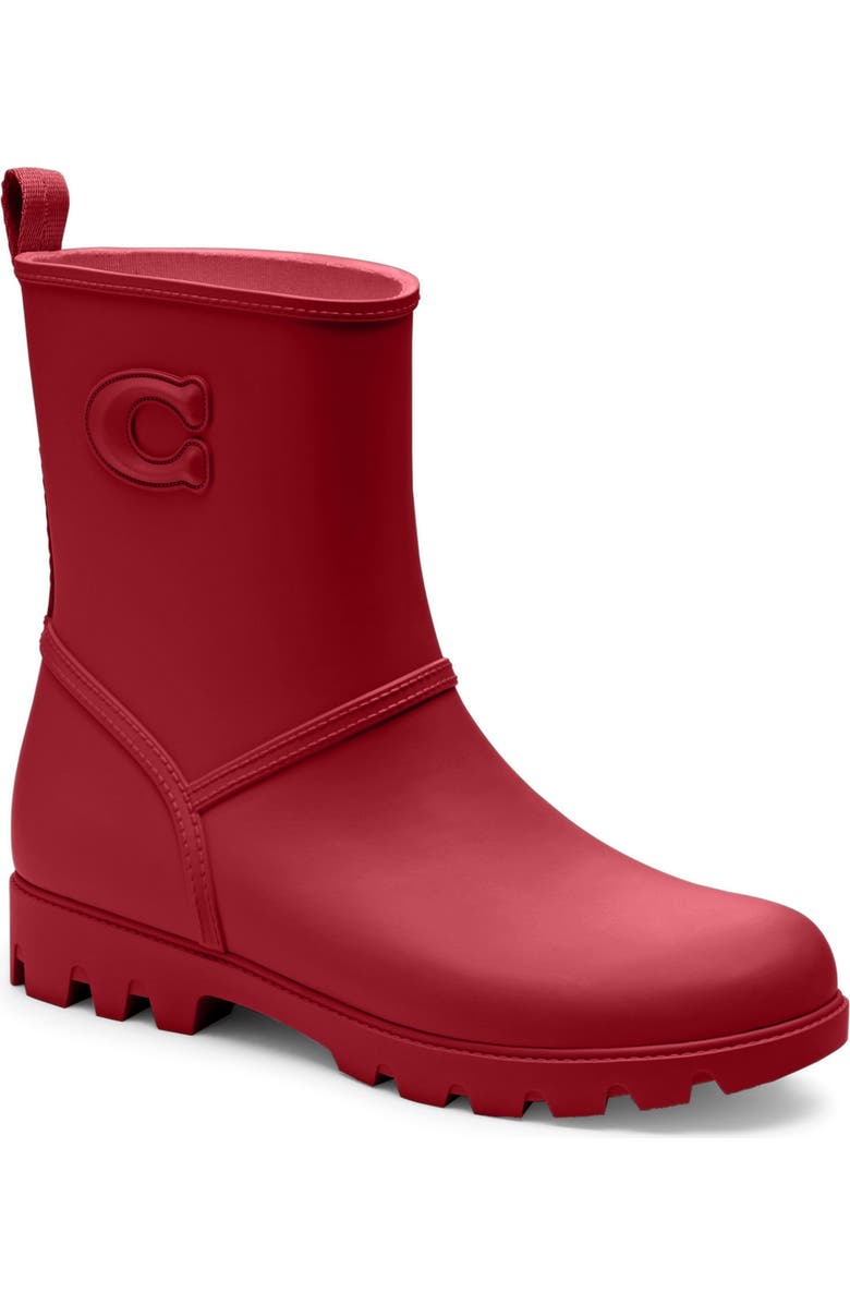 COACH Ryder Rain Boot, Main, color, Ruby.