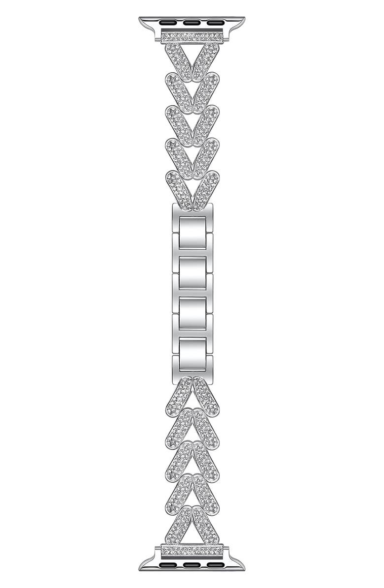 Posh Tech Valentina Stainless Steel & Rhinestone Apple Watch<sup>®</sup> Bracelet Watchband, Main, color, Silver