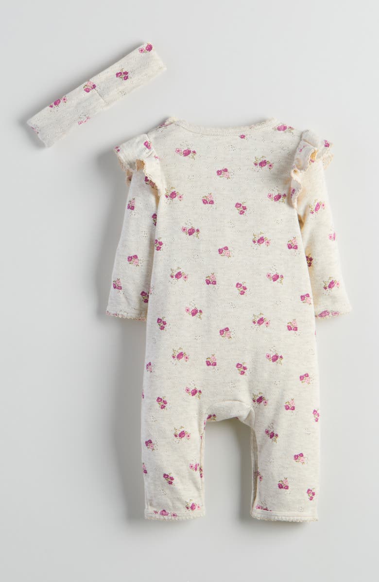 Nordstrom Pointelle Romper & Headband Set, Alternate, color, Beige Light Haliey Floral