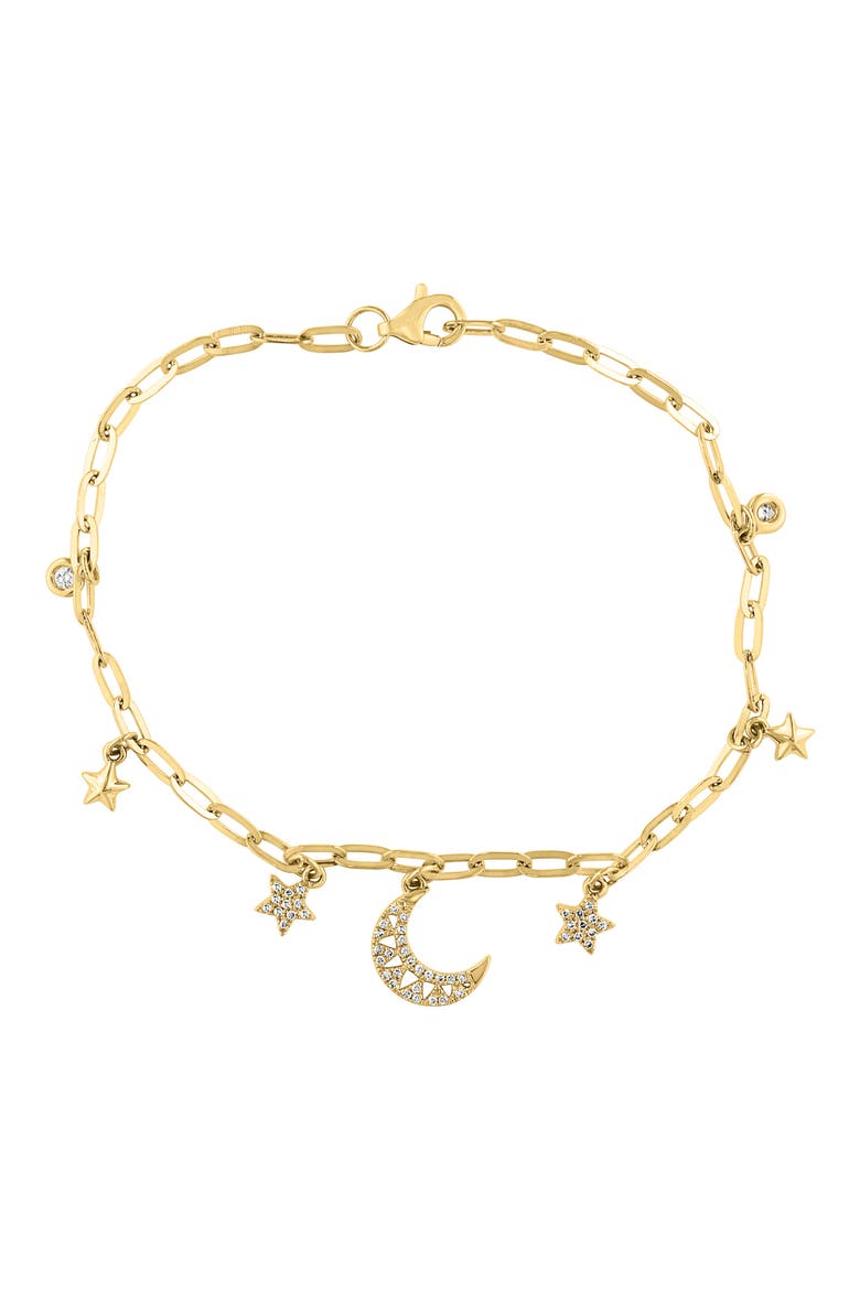 Diamond Moon & Star Charm Bracelet, Main, color, GOLD