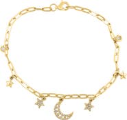 EFFY Diamond Moon & Star Charm Bracelet