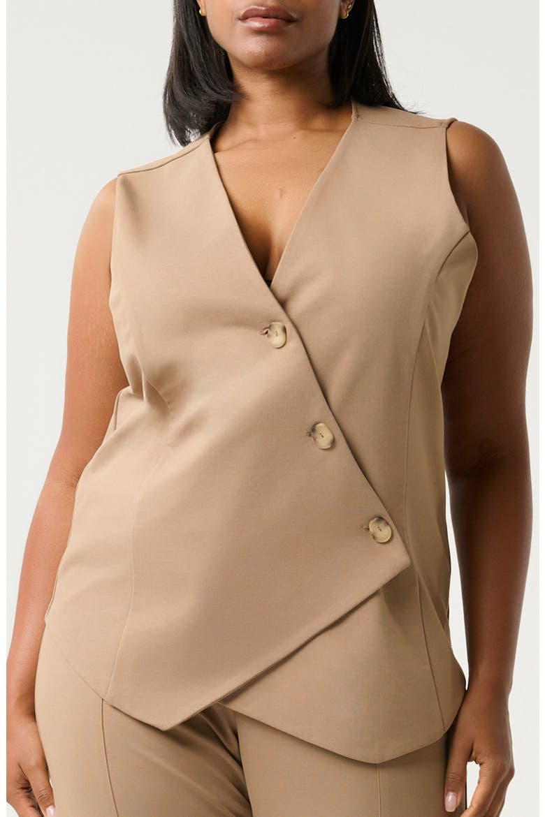 Mahina Asymmetric Sleeveless Top, Main, color, MUSHROOM