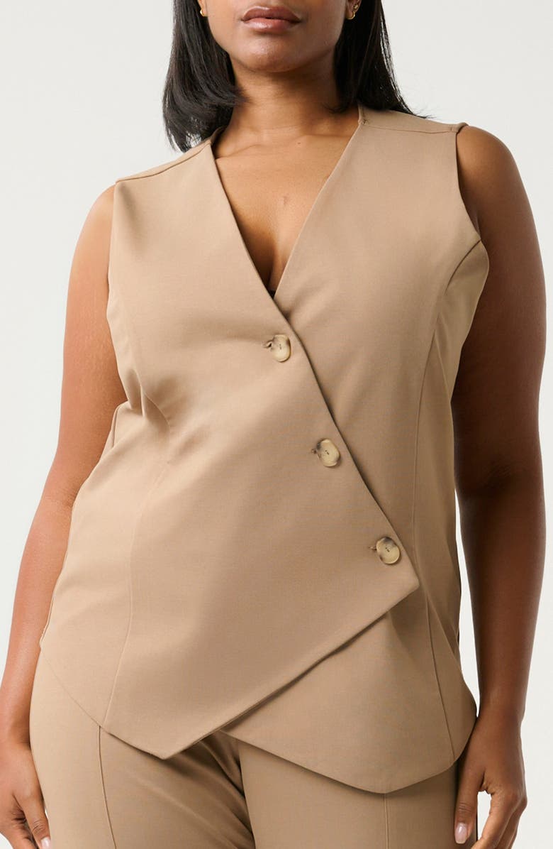 Estelle Mahina Asymmetric Sleeveless Top, Main, color, Mushroom