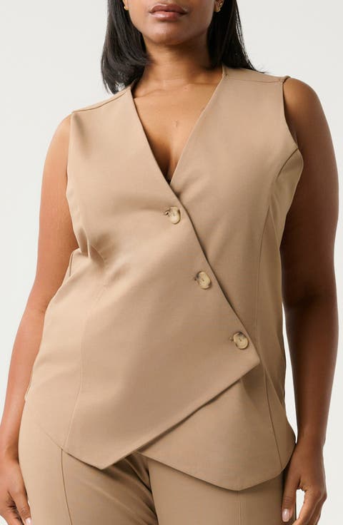 Mahina Asymmetric Sleeveless Top (Plus)