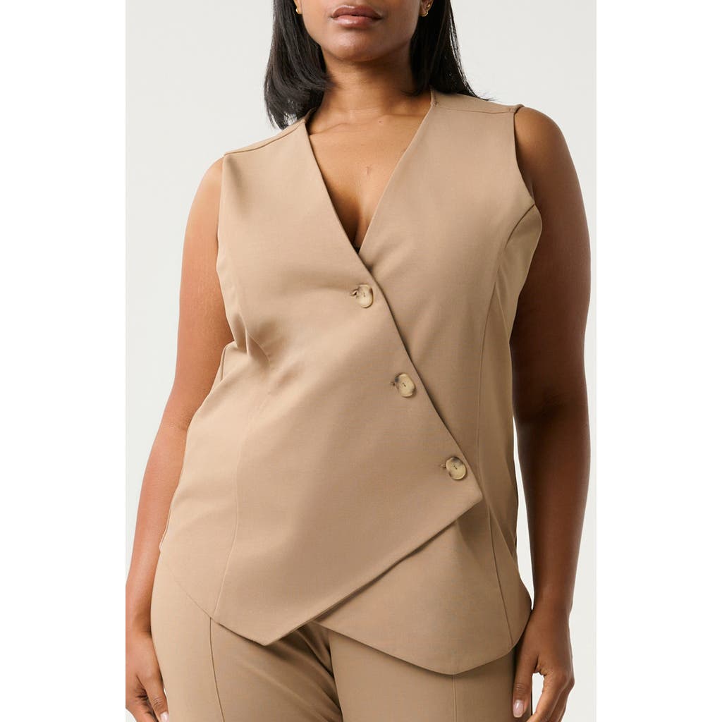 Estelle Mahina Asymmetric Sleeveless Top In Brown