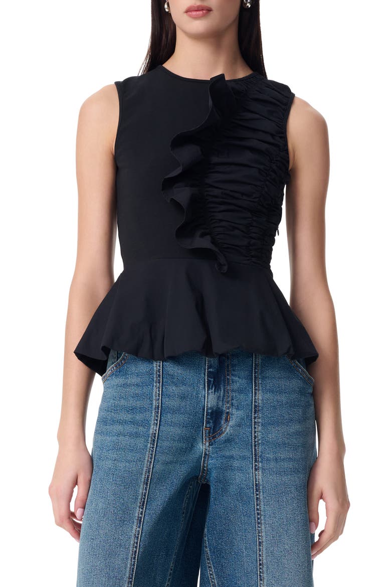 Rosa Bubble Peplum Top, Main, color, BLACK