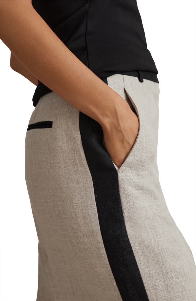 Reiss Luella Side Stripe Wide Leg Linen Pants, Alternate, color, Neutral