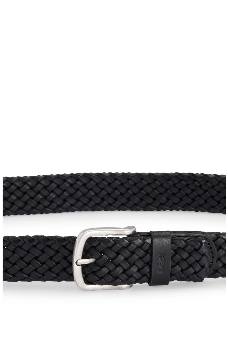 Sash Woven Leather Belt, Alternate, color, BLACK