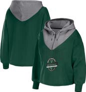 WEAR by Erin Andrews Women's WEAR by Erin Andrews Hunter Green Milwaukee Bucks Pieced Quarter-Zip Hoodie Jacket