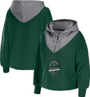 WEAR by Erin Andrews Women's WEAR by Erin Andrews Hunter Green Milwaukee Bucks Pieced Quarter-Zip Hoodie Jacket