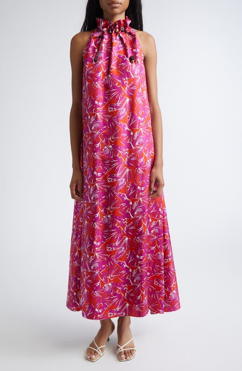 Print Silk Twill Maxi Dress