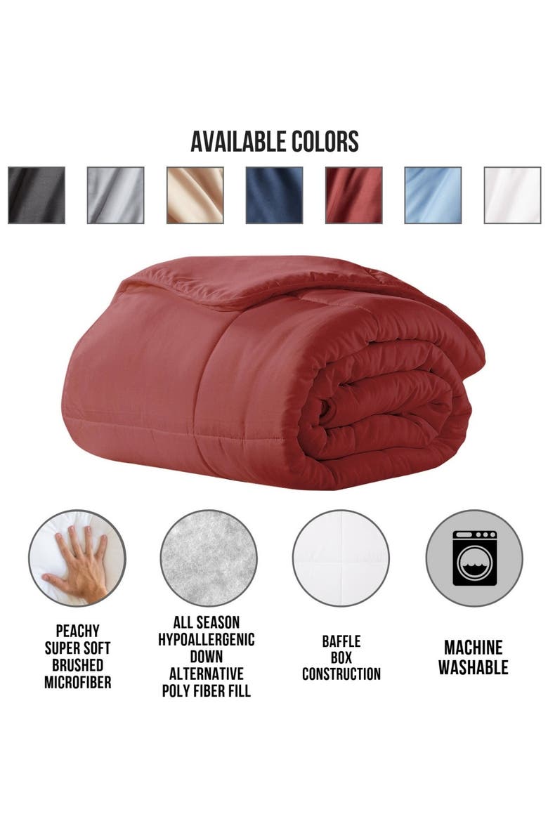 ELLA JAYNE HOME All-Season Supersoft Triple Brushed Cotton Comforter, Alternate, color, Brick Red