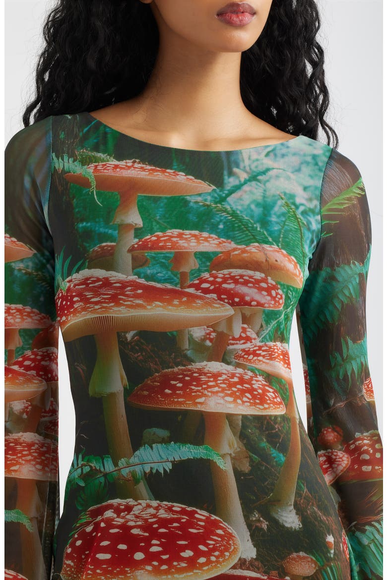 We're All Mad Here Long Sleeve Maxi Dress, Alternate, color, GREEN/ RED