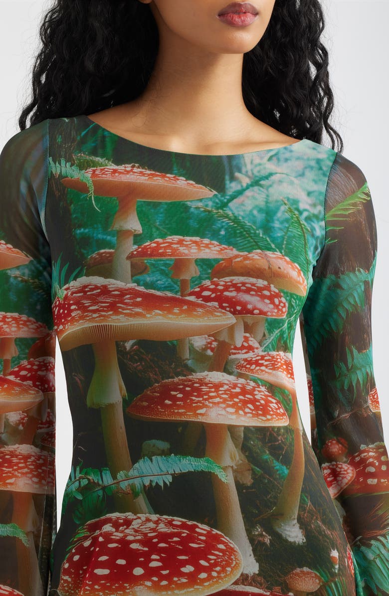 Dressed in Lala We're All Mad Here Long Sleeve Maxi Dress, Alternate, color, Green/ Red