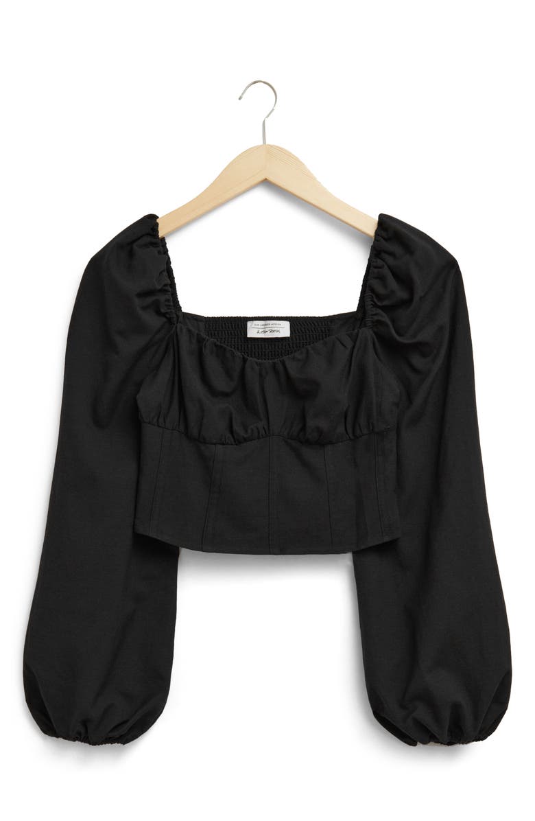 & Other Stories Corset Crop Blouse, Alternate, color, Black