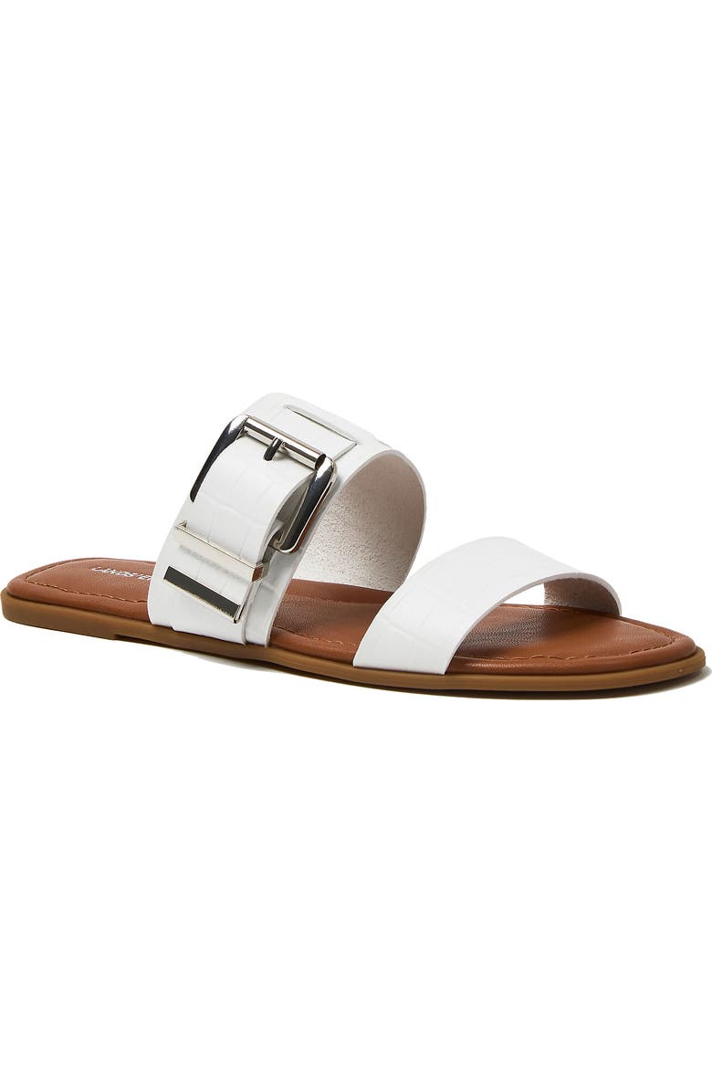 Lands' End Sunshine Slide Sandals, Main, color, White