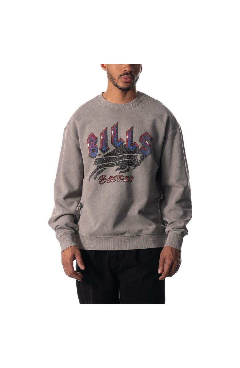 THE WILD COLLECTIVE Unisex The Wild Collective Gray Buffalo Bills Distressed Pullover Sweatshirt, Main, color, Gray