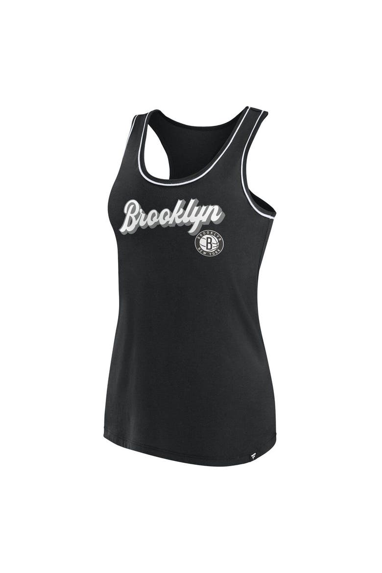 Women's Fanatics Branded Black Brooklyn Nets Wordmark Logo Racerback Tank Top, Alternate, color, Black