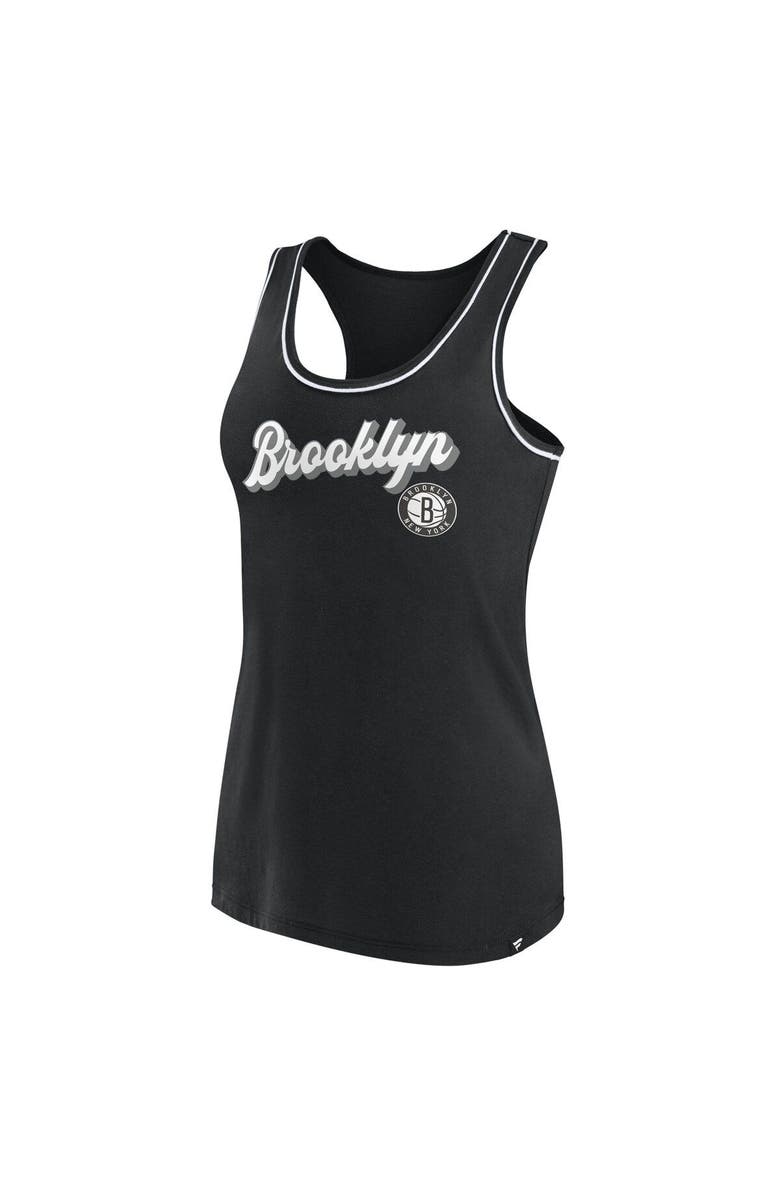 FANATICS Women's Fanatics Branded Black Brooklyn Nets Wordmark Logo Racerback Tank Top, Alternate, color, Black