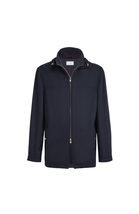 Lightweight cashmere flannel biker jacket