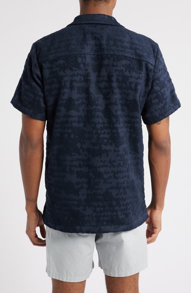 OAS Night Lagoon Cuba Terry Cloth Camp Shirt, Alternate, color, Blue