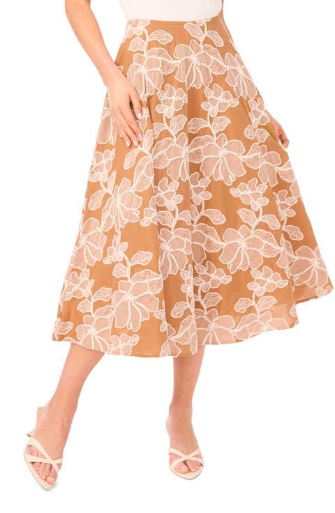Ida Floral Embroidered Cotton Midi Skirt