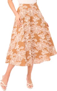 Ted Baker Ida Floral Embroidered Cotton Midi Skirt