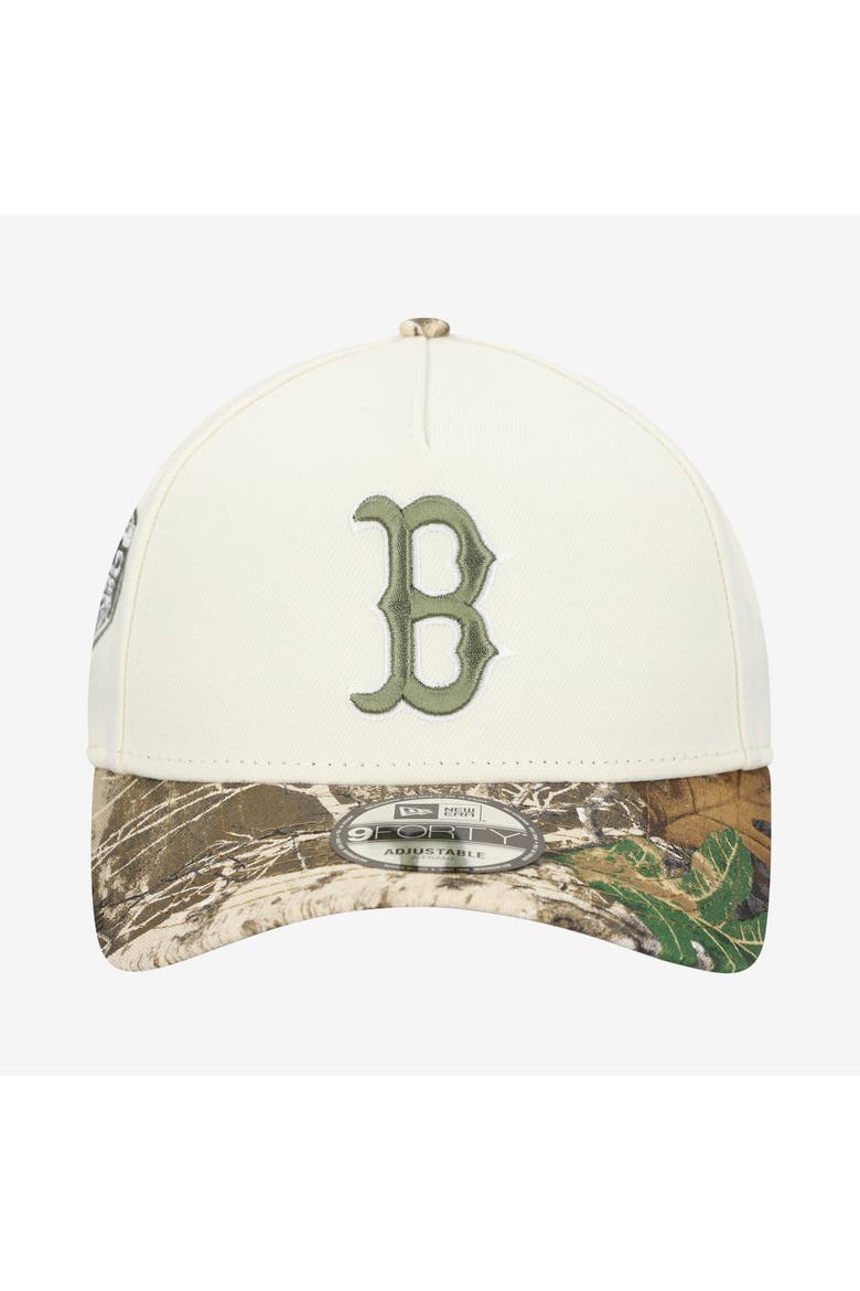 Men's New Era Khaki/Realtree Camo Boston Red Sox 9FORTY A-Frame Adjustable Hat, Alternate, color, Khaki