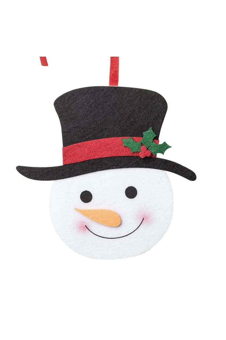 Snowman Felt Gift Card Ornament, Alternate, color, White