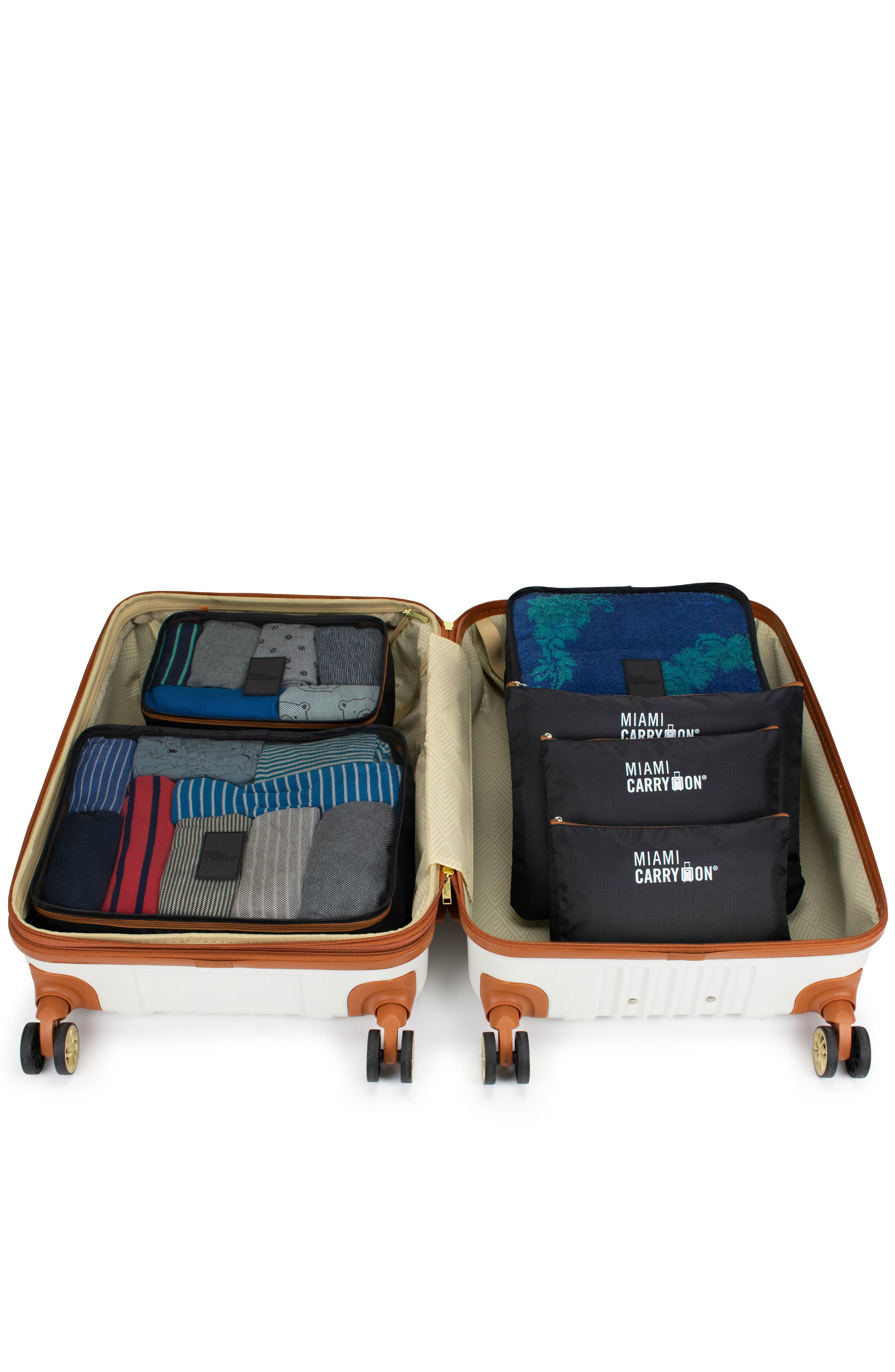 Miami Carry On Travelers 6 Piece Organizational Packing Cubes, Alternate, color, Black/Tan