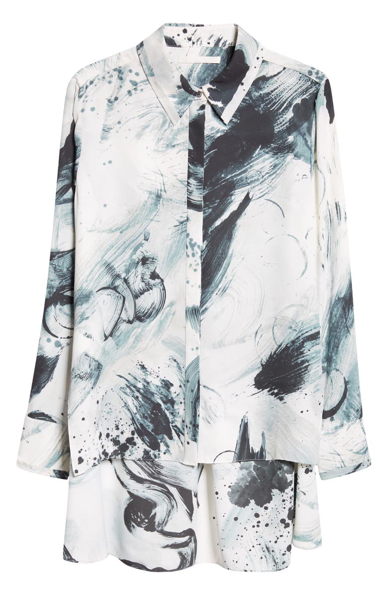 Jason Wu Collection Brushstroke Print Georgette Button-Up Shirt, Main, color,