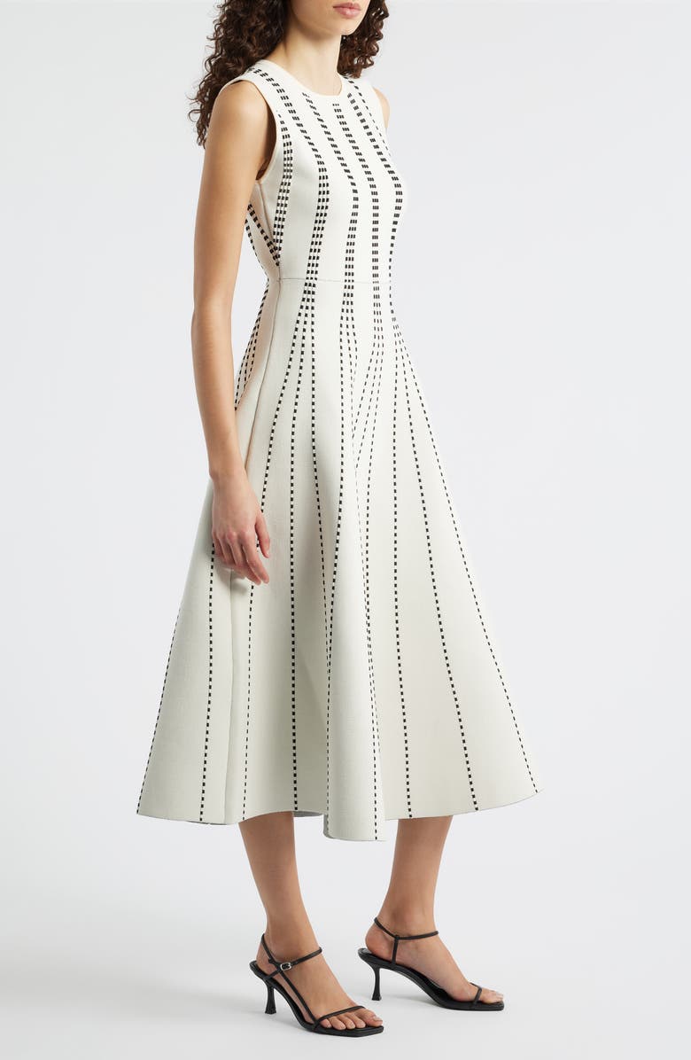 FREEMARKET Contrast Piping Sleeveless Midi Sweater Dress, Alternate, color, White/ Black