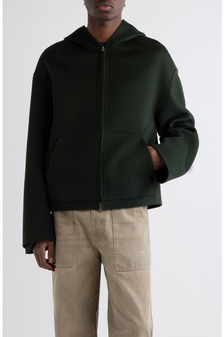 Doveria Wool & Cashmere Zip Hoodie, Main, color, DARK GREEN