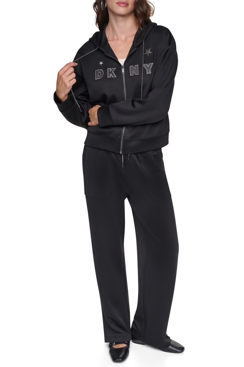 Logo Appliqué Hoodie, Alternate, color, BLACK