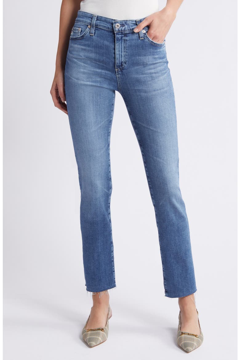 Mari Raw Hem Slim Straight Leg Jeans, Main, color, 13 YEARS REINVENTION