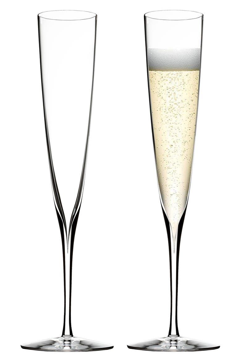 Elegance Set of 2 Fine Crystal Champagne Trumpet Flutes, Alternate, color, CLEAR