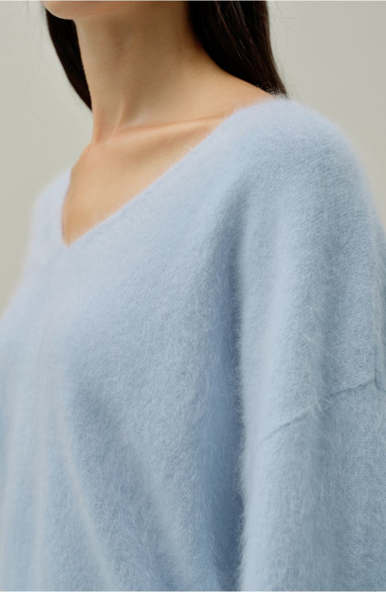 Lilysilk Brushed V-Neck Cashmere Sweater, Alternate, color, Illusion Blue