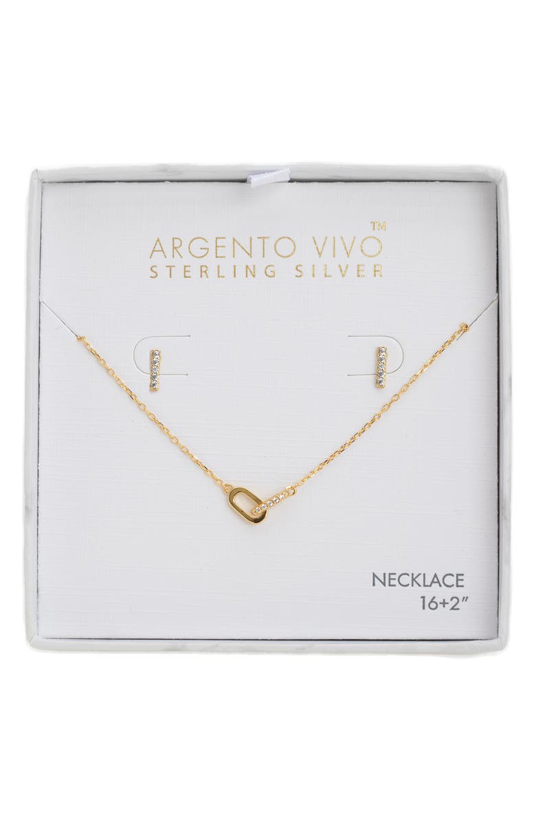 Argento Vivo Sterling Silver Cubic Zirconia Stud Earrings & Pendant Necklace Set, Alternate, color,