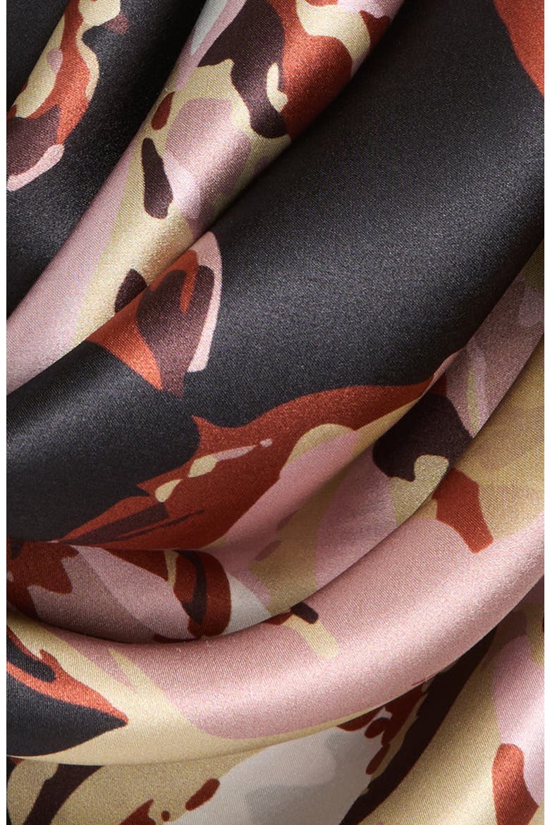 Print Square Silk Scarf, Alternate, color, BLACK- PINK PAYTON PEONY