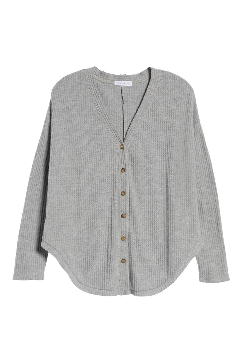 Thermal Button Front Shirt, Alternate, color, GREY