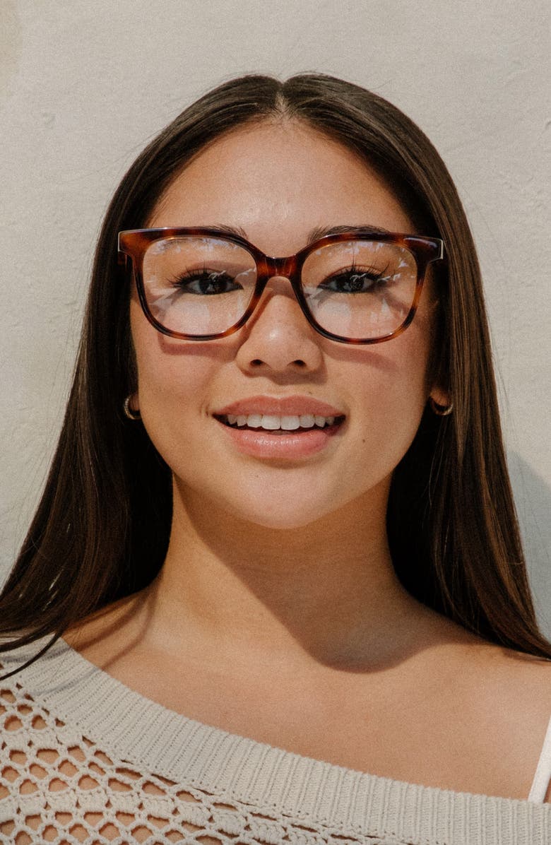 Mohala Eyewear Lahela 52mm Low Nose Bridge Medium Width Square Optical Glasses, Alternate, color, Cappuccino / Clear Lenses