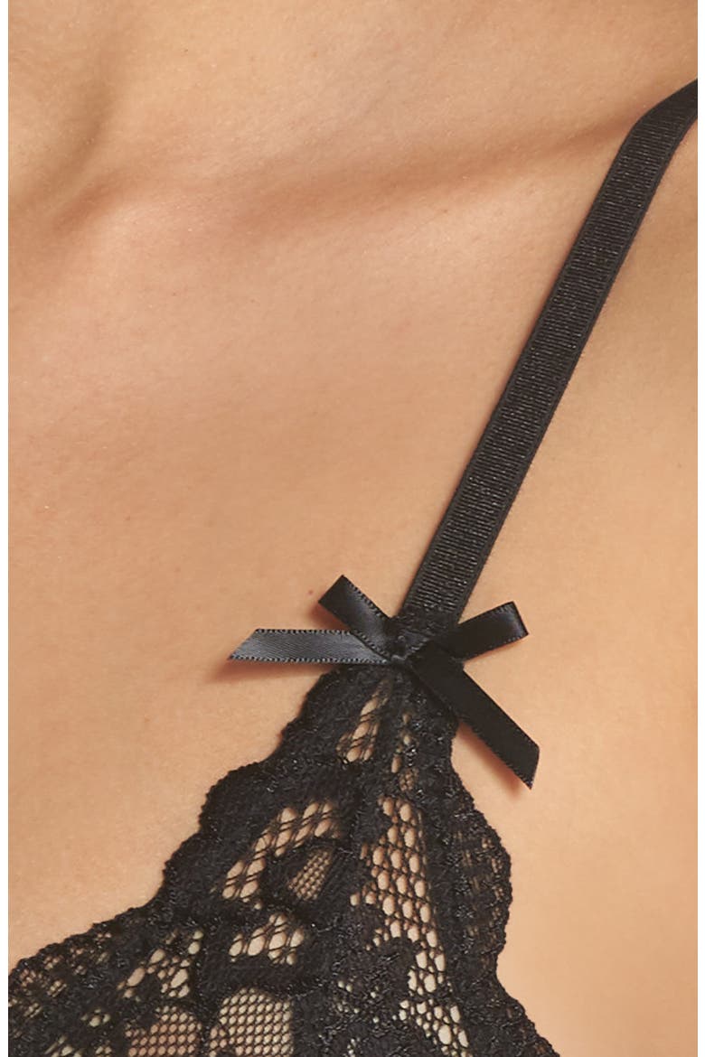 Valentine Soft Cup Babydoll Chemise & G-String Thong, Alternate, color, BLACK