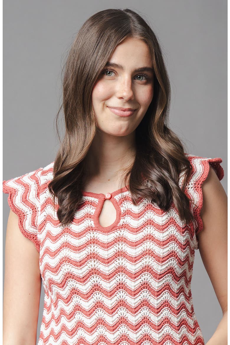 Organic Flutter Sleeve Sweater Top, Alternate, color, Tidal Wiggle