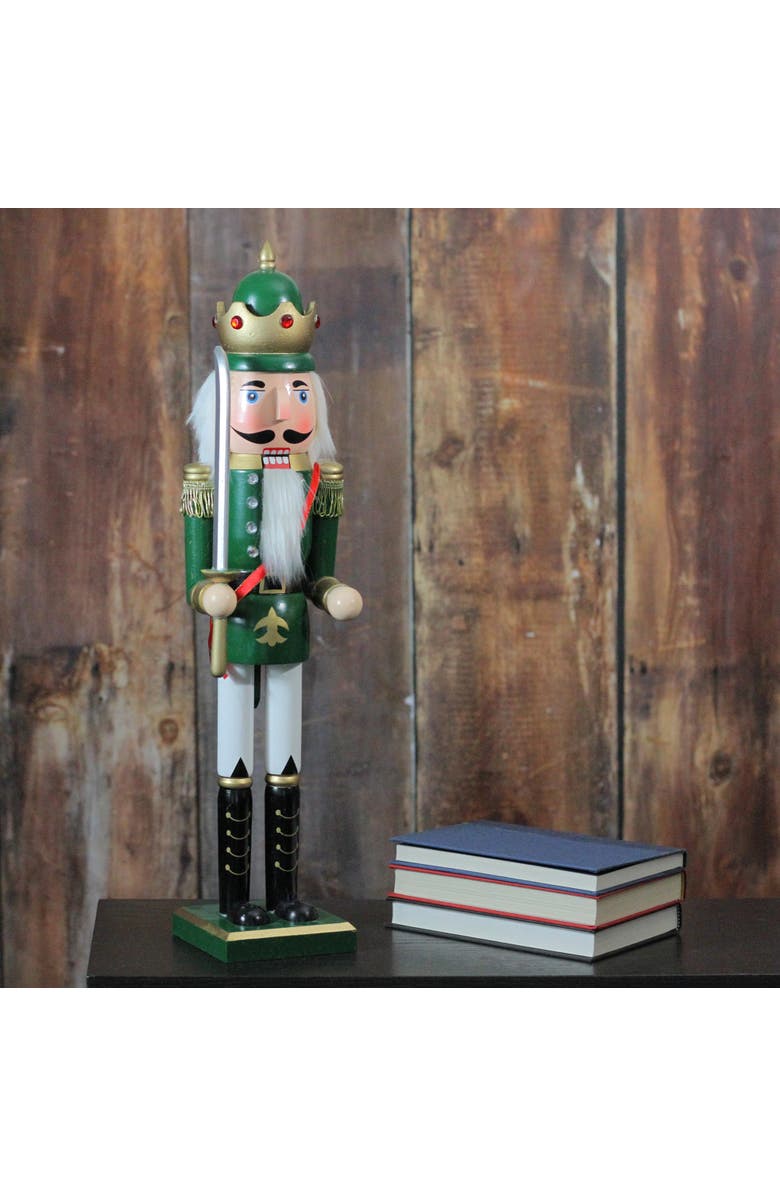 Northlight 24" Green and Gold Christmas Nutcracker King with Sword, Alternate, color, 