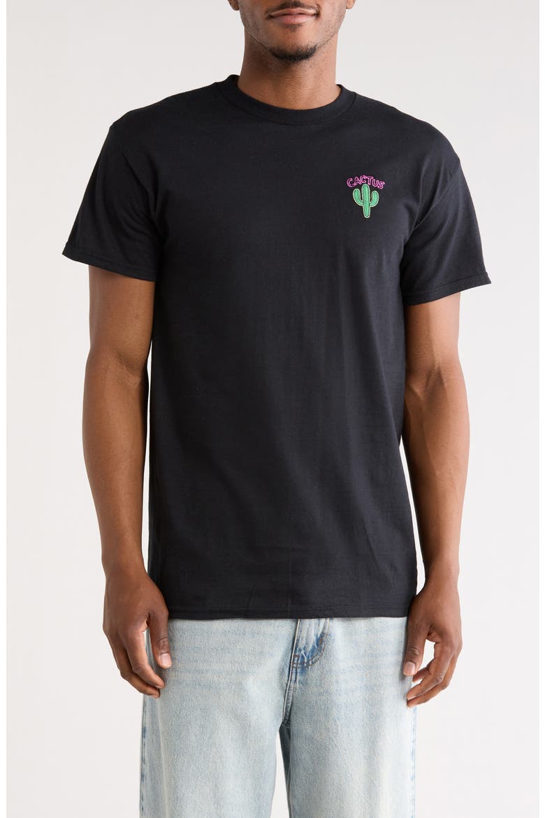 Neon Cactus Cotton Graphic T-Shirt, Main, color, BLACK